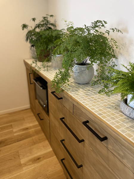 キッチンカウンター キッチン収納 タイルトップ