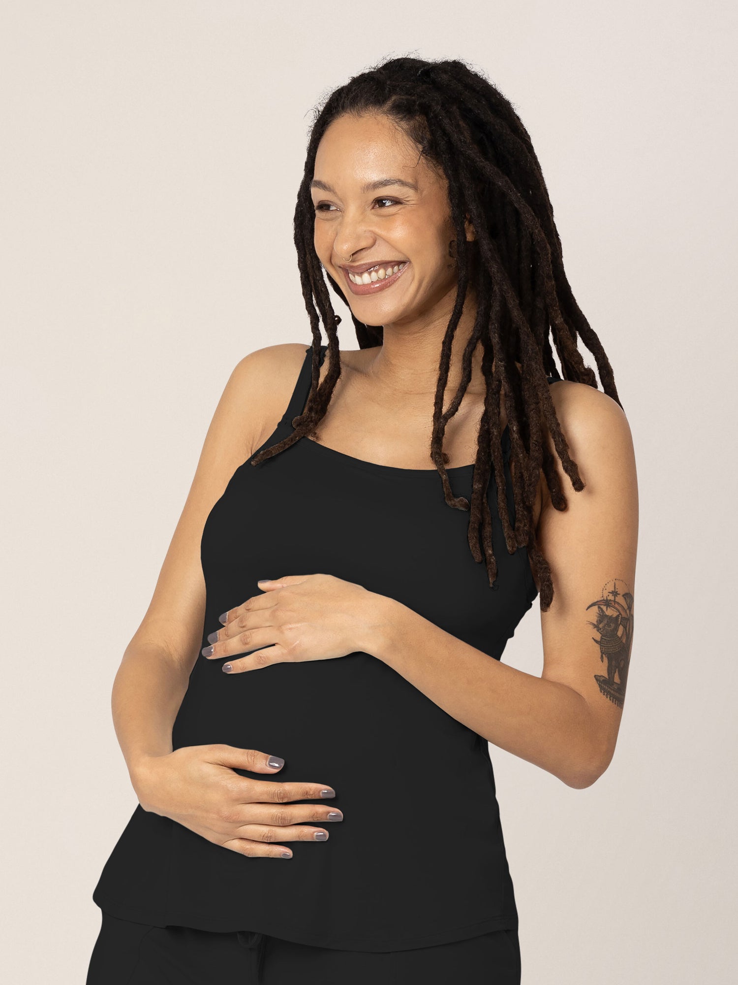 Bamboo Lounge Around Nursing Tank | Black - Kindred Bravely