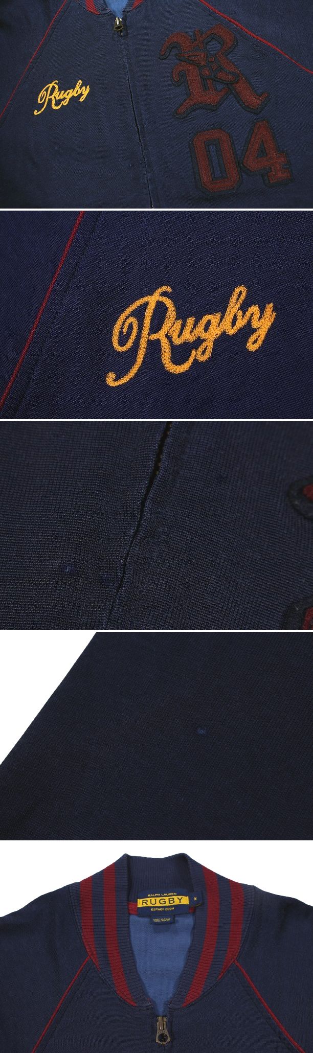 USED!!! RALPH LAUREN RUGBY / COTTON RAYON VARSITY JACKET (00-10'S