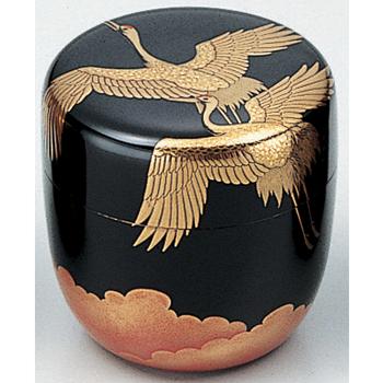 大棗 日の出鶴蒔絵 内銀地【販売】-茶道具は京都しみず孔昌堂