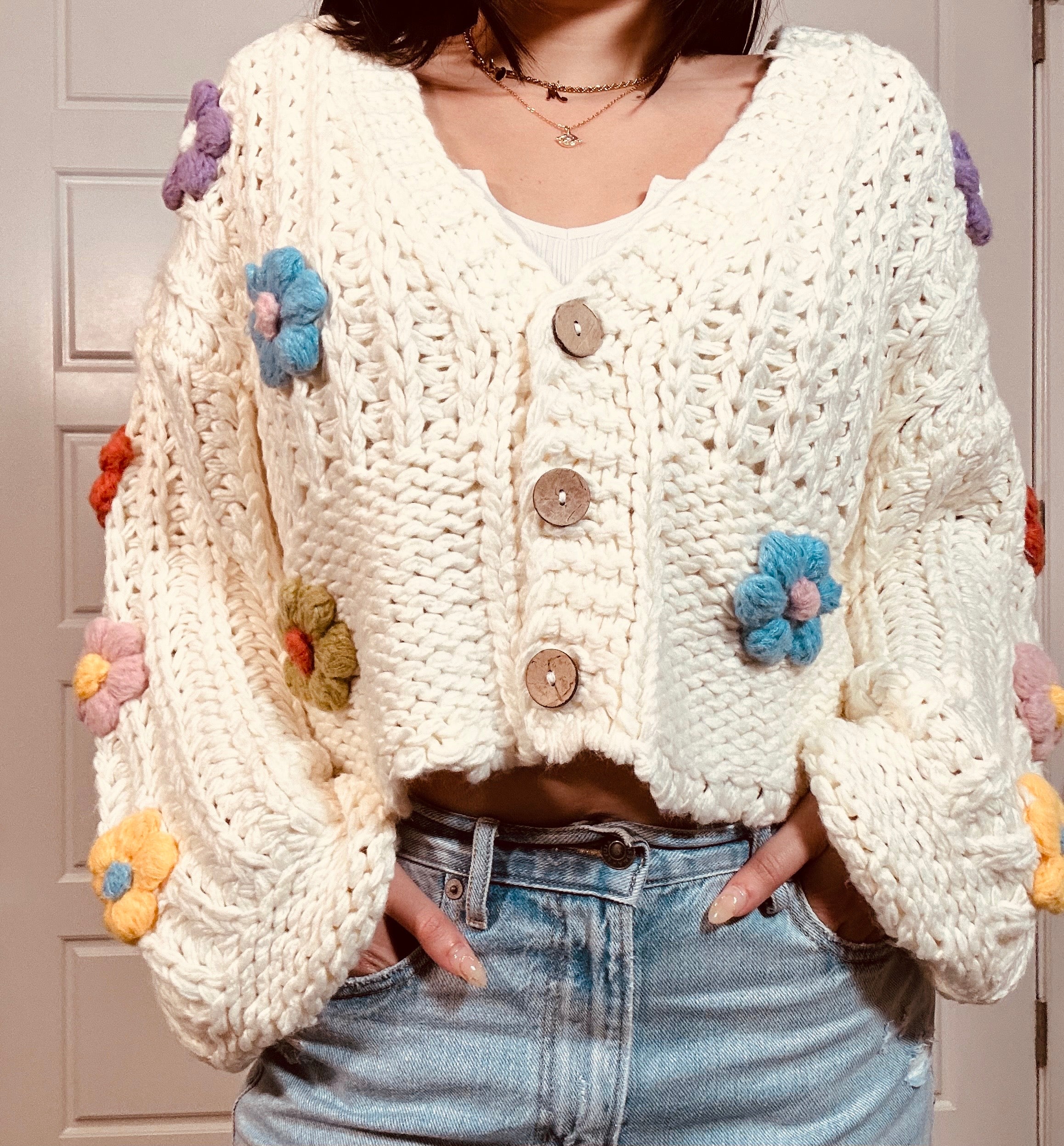 Flower Puff Cropped Cardigan – Madison Lily®️Apparel