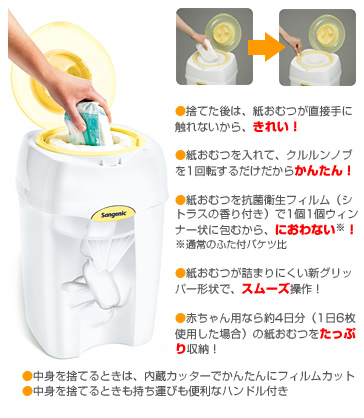 使用済みおむつの気になるニオイをしっかりとじこめる「コンビ ニオイ