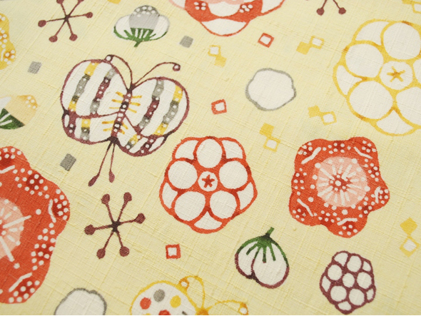 岡本紘子作 型絵染め名古屋帯(花二月蝶入) | 商品紹介 | 染と織たかはし