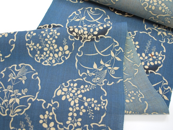 竺仙 奥州小紋浴衣(雪輪に秋草) | 商品紹介 | 染と織たかはし