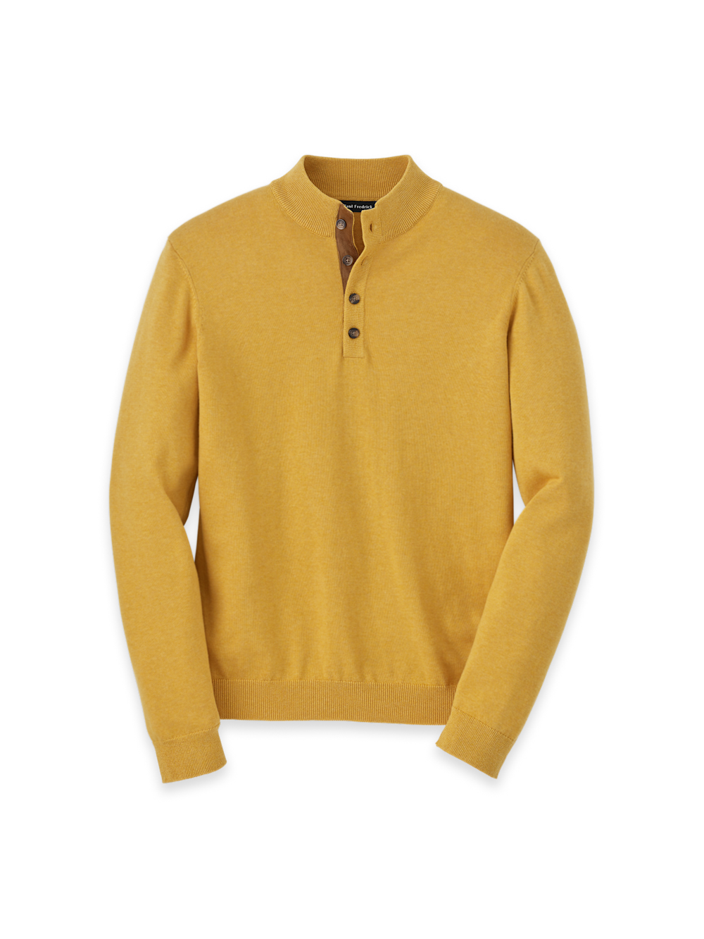 Supima Cotton Four Button Mock Neck Sweater - Mustard – Paul Fredrick