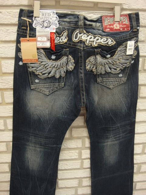 RED PEPPER×Ed Hardyコラボ ストレートデニム34インチ（翼）/メンズ