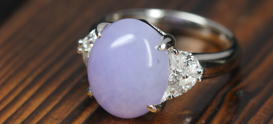 ラベンダー翡翠 6.8ct ダイヤモンド プラチナ リング(指輪)【品質