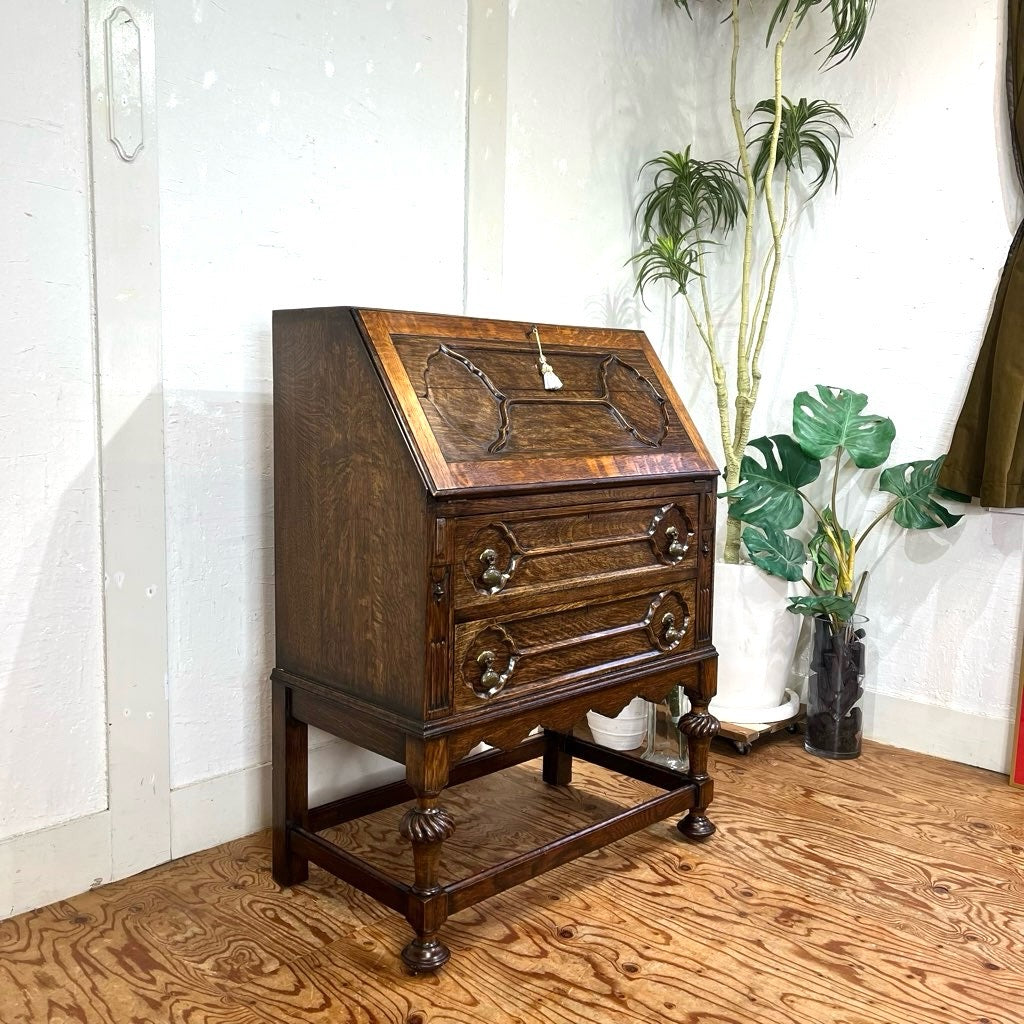 アンティーク ライティングビューロー キャビネット チェスト デスク