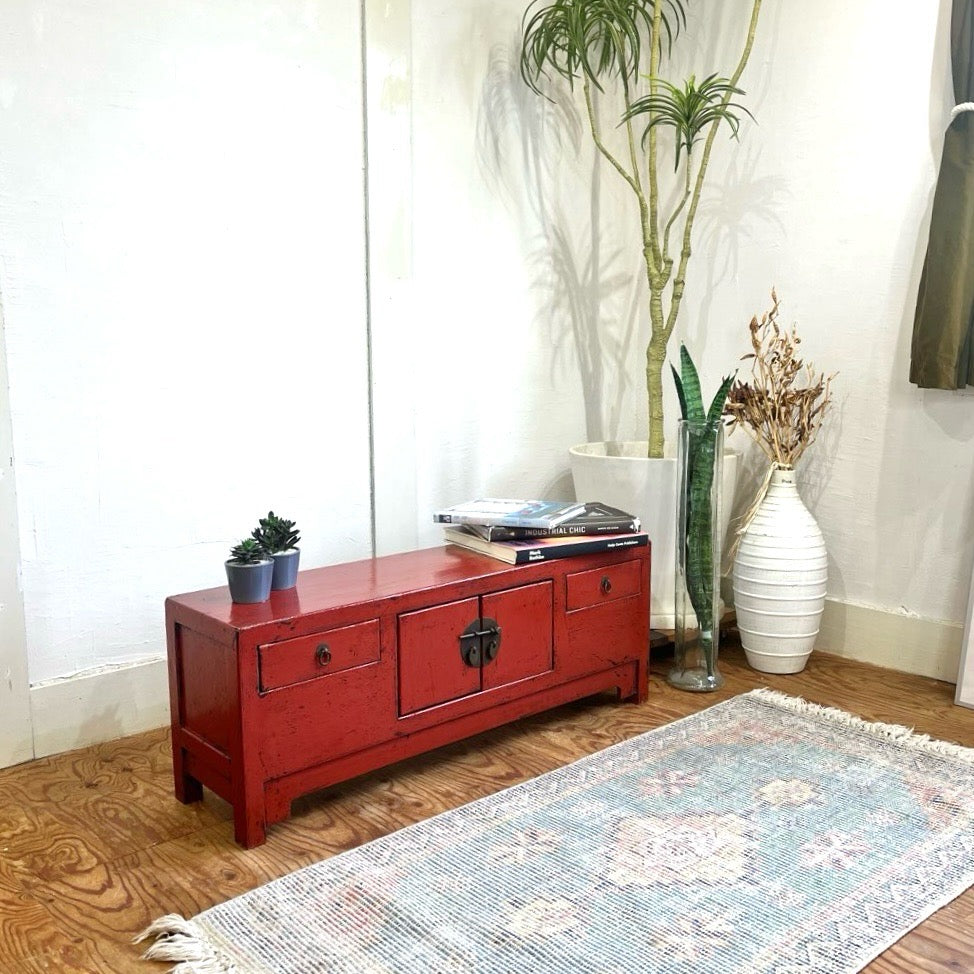 李朝家具 サイドボード キャビネット 朝鮮王朝 中古 朱色 和室 和風
