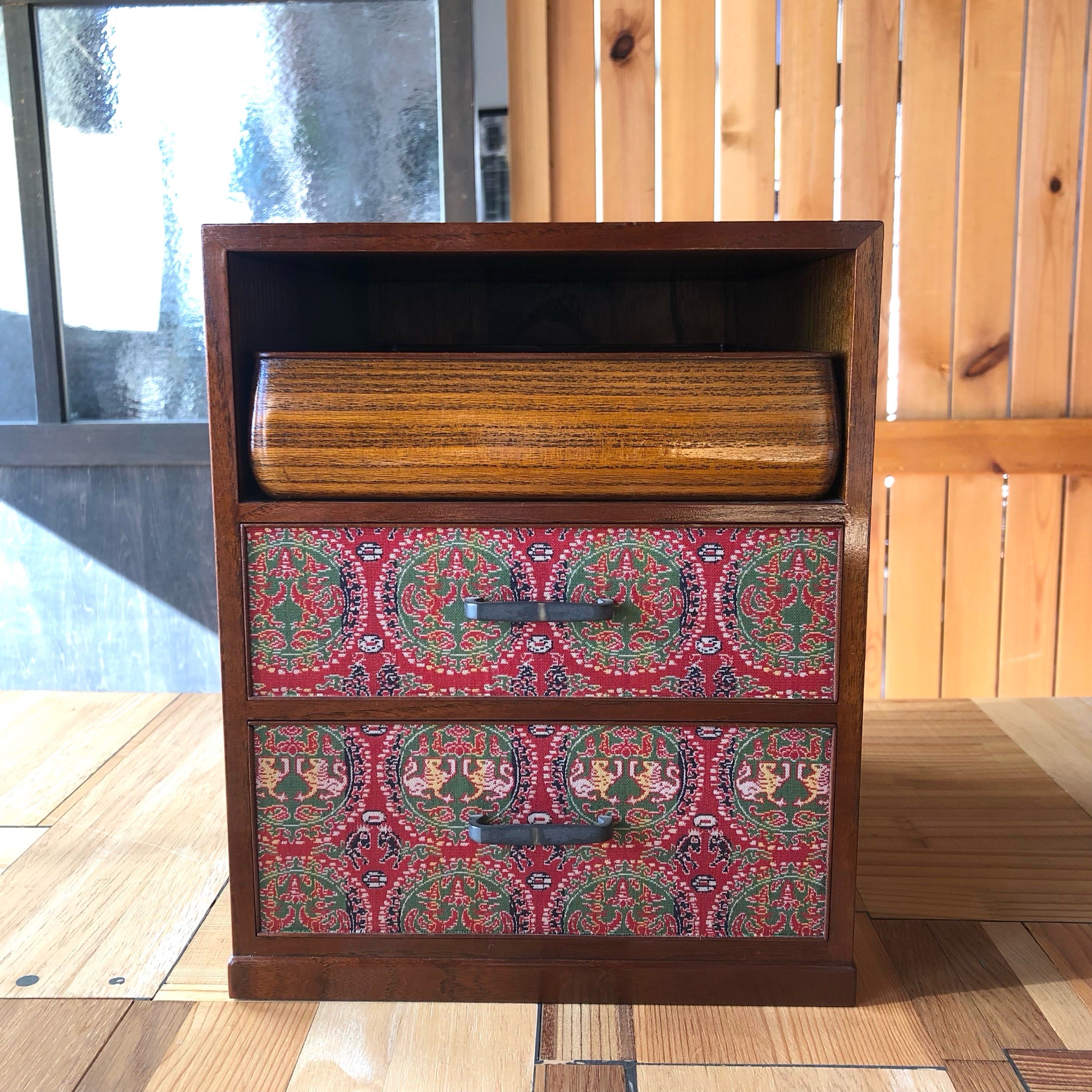 銀座平つか 江戸指物 乱箱付 二段抽斗 小物入れ 中古 収納箱 box 和風