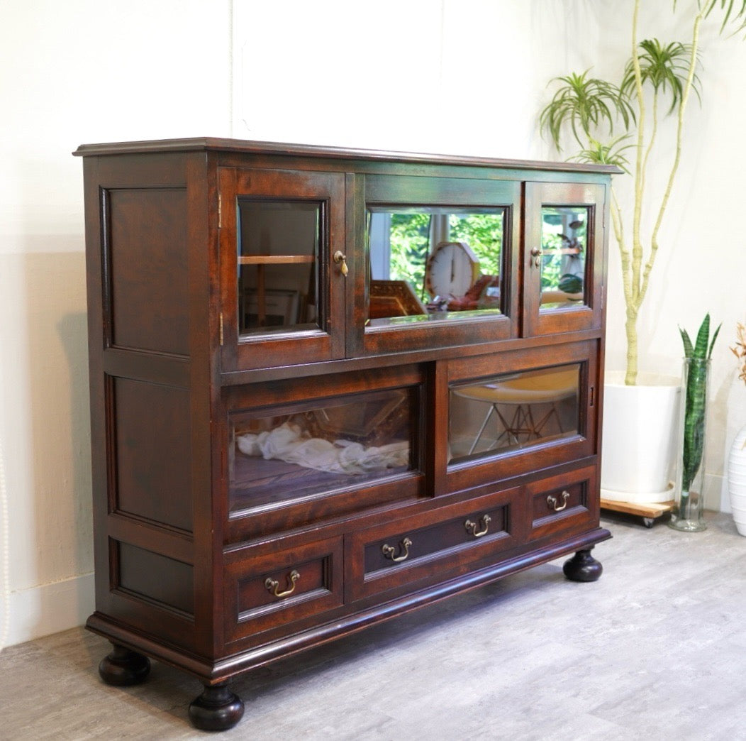 松本民芸家具 C型 サイドボード 大容量収納 ミズメザクラ 木製 木 中古