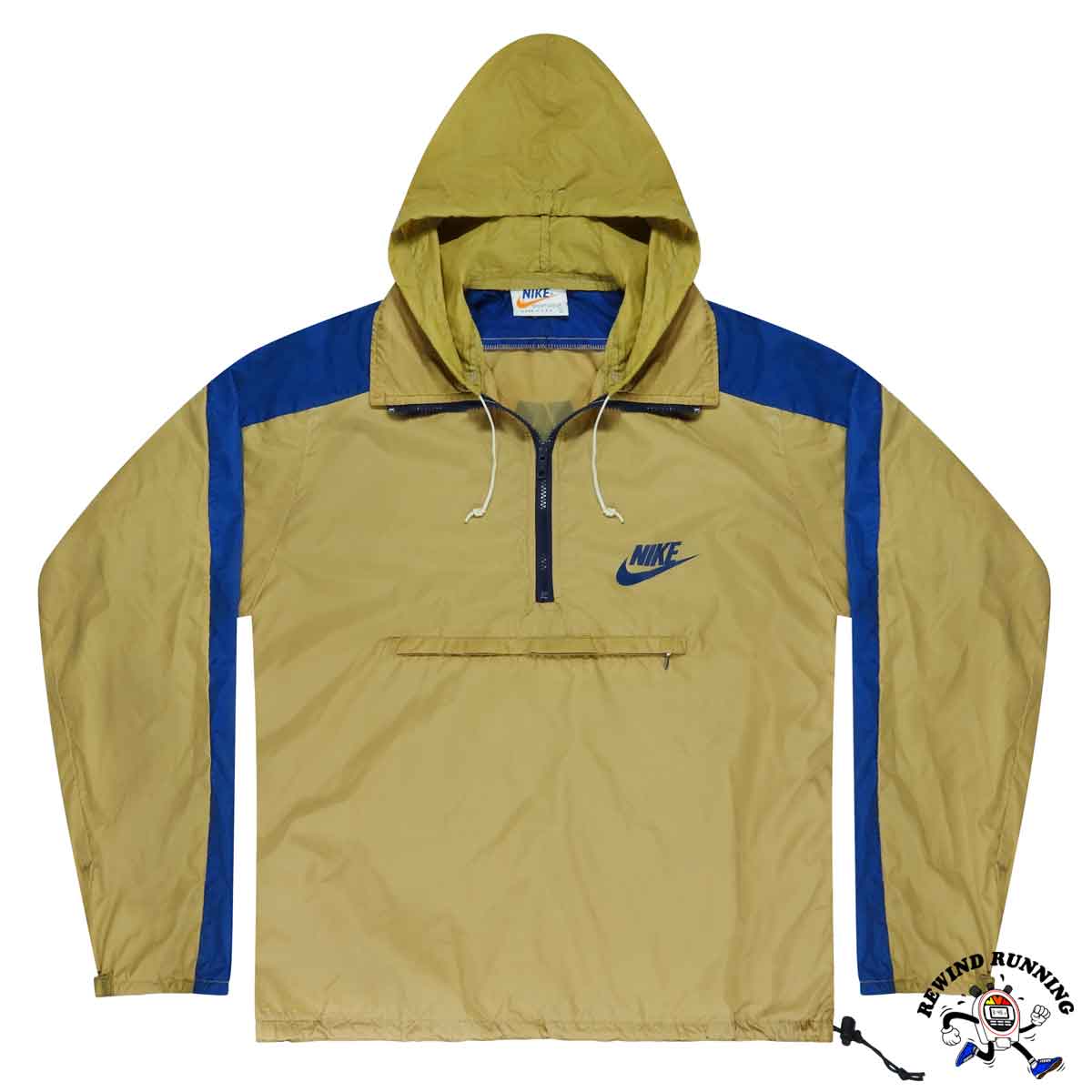 Nike Vintage 70s 80s Men's Large Tan Blue Windbreaker Track Jacket