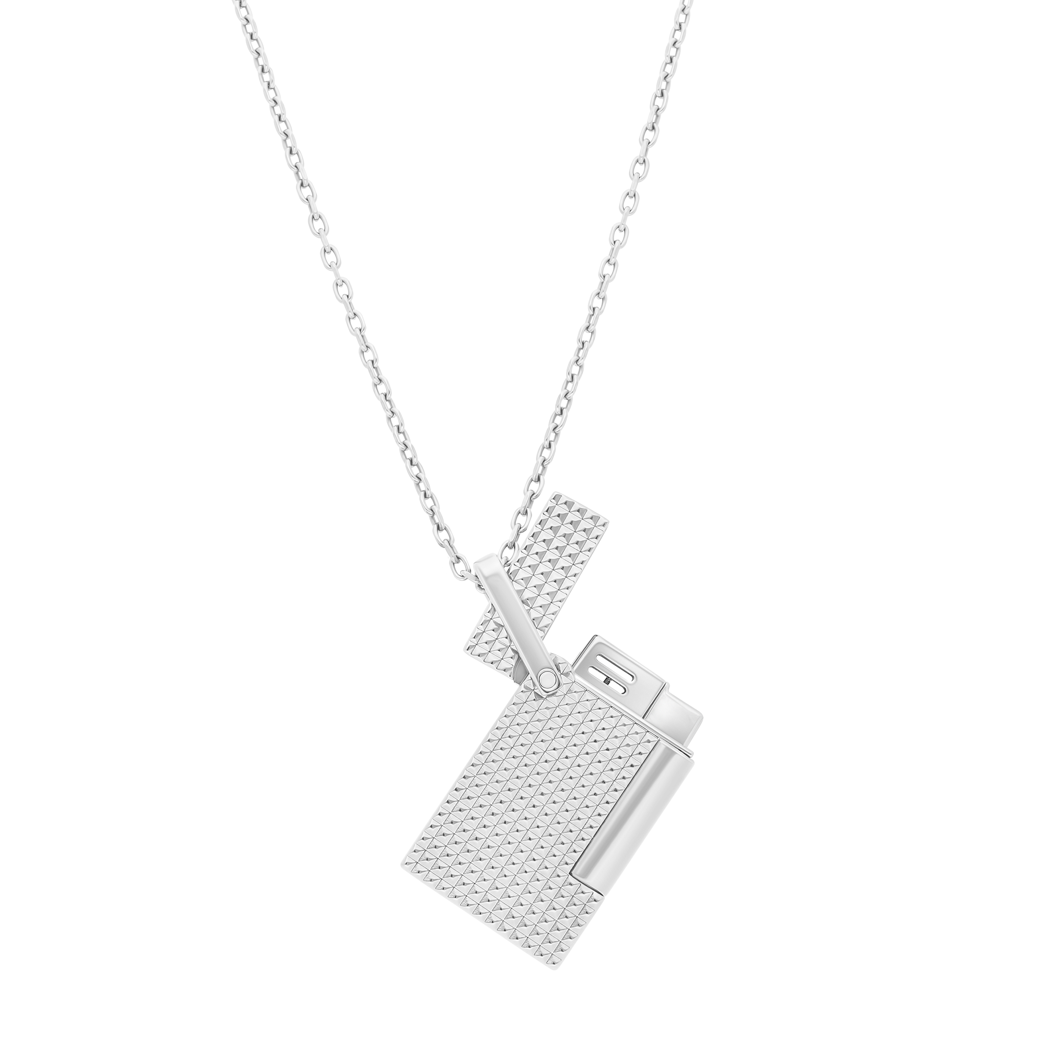 S.T. Dupont Lighter Necklace: Silver Chrome Elegance