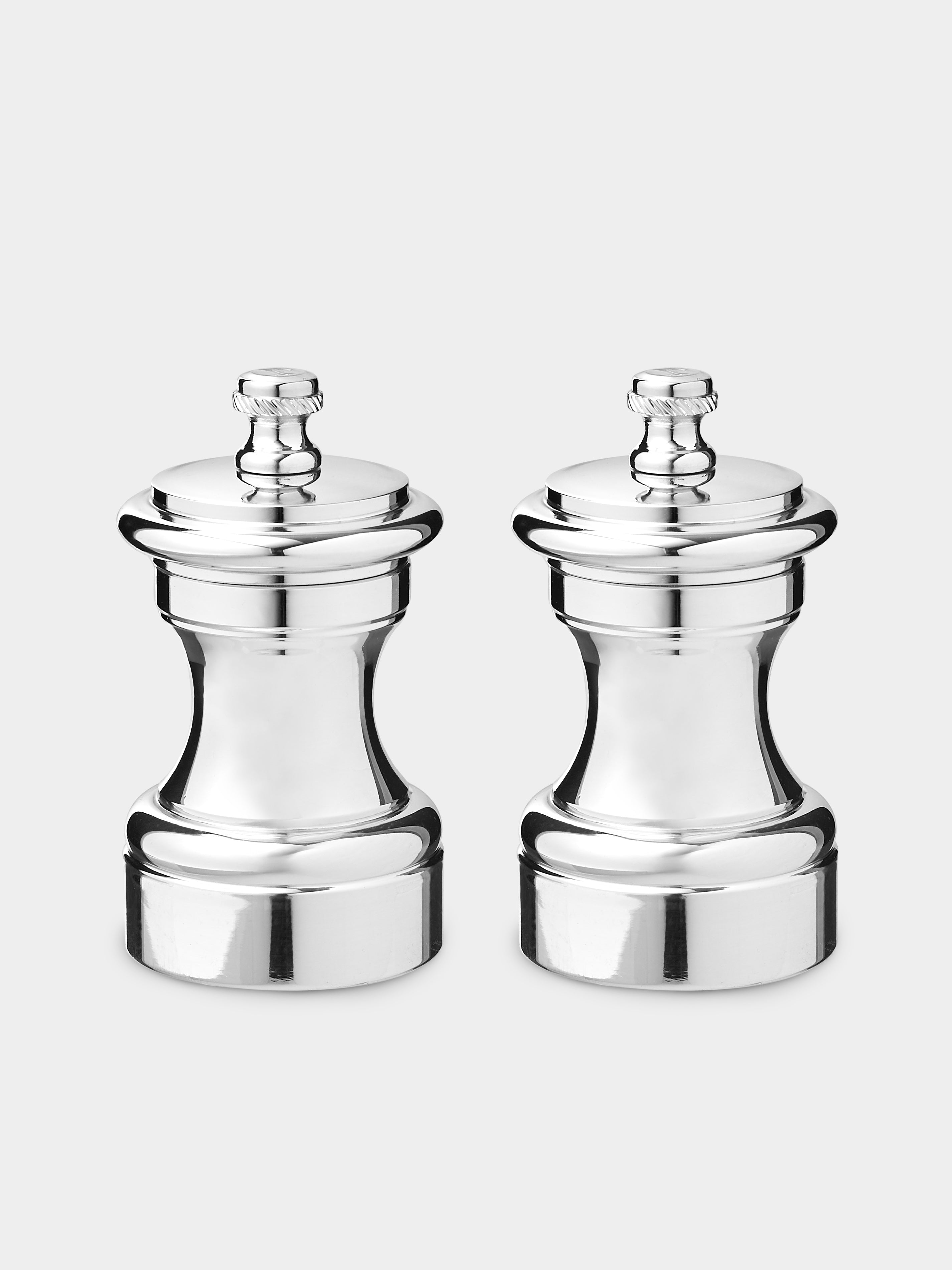 Silver Silver-Plated Brass Salt and Pepper Mill (Set of 2) by