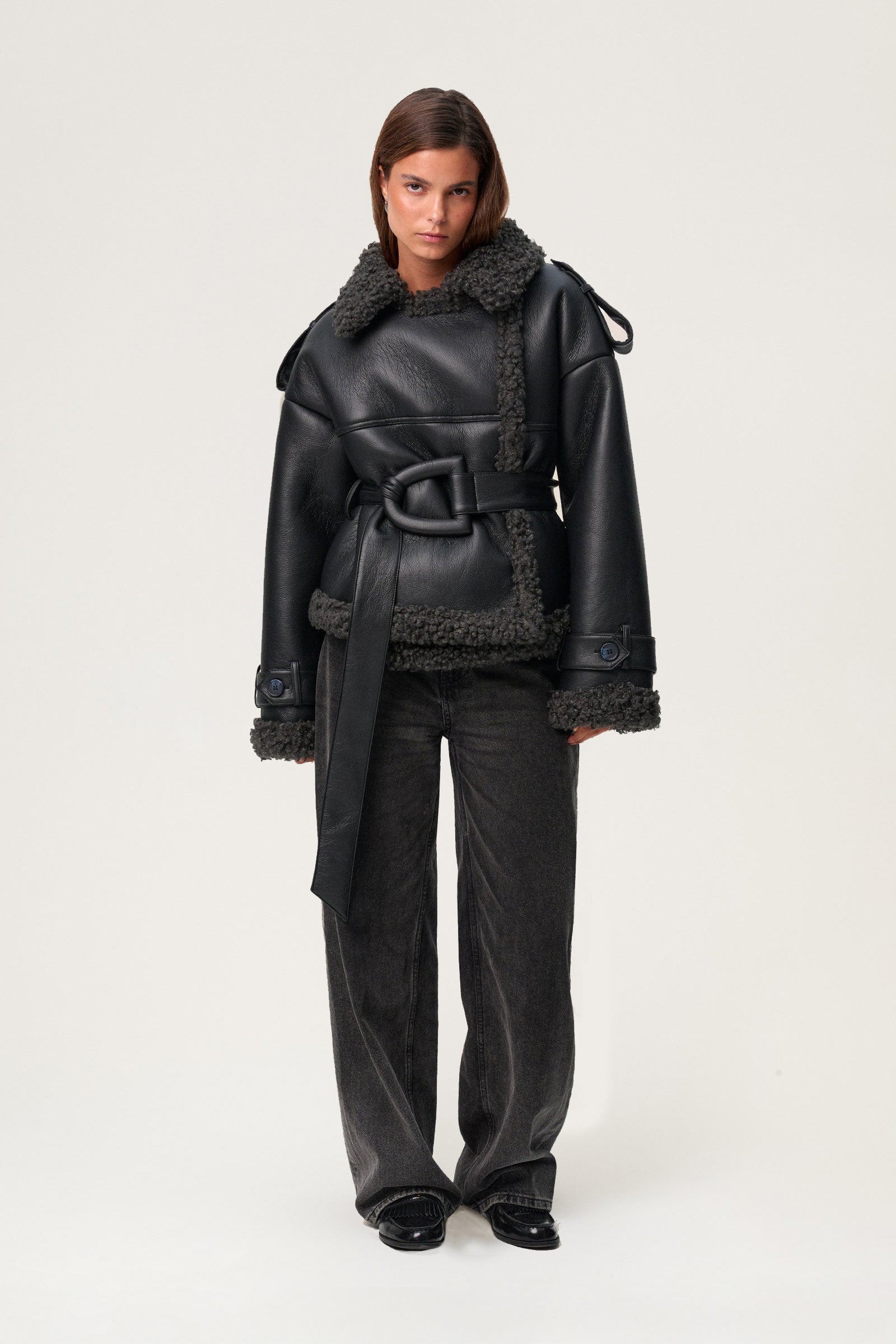 Vegan leather jacket in black – Shop jacket – adoore.com