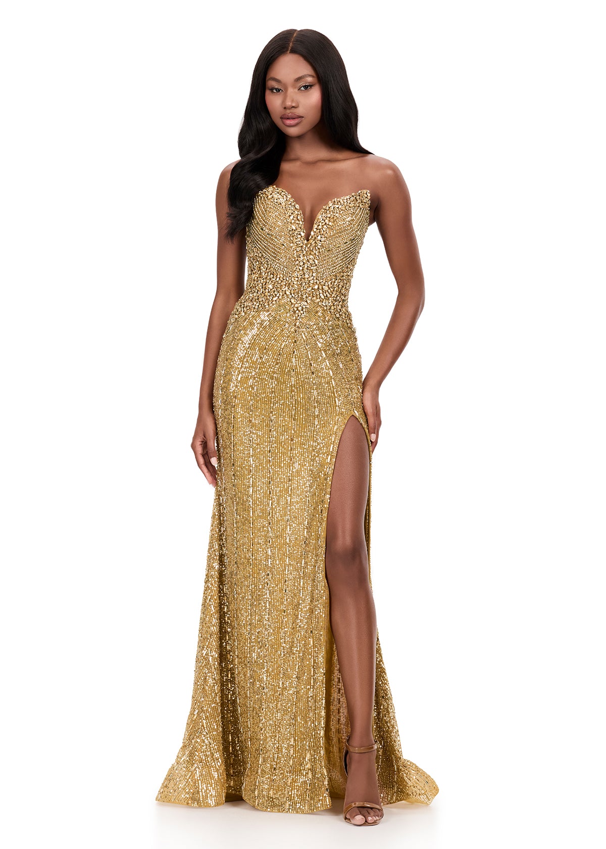 ASHLEYlauren Style 12273 - Beaded Dress with Sweetheart Neckline