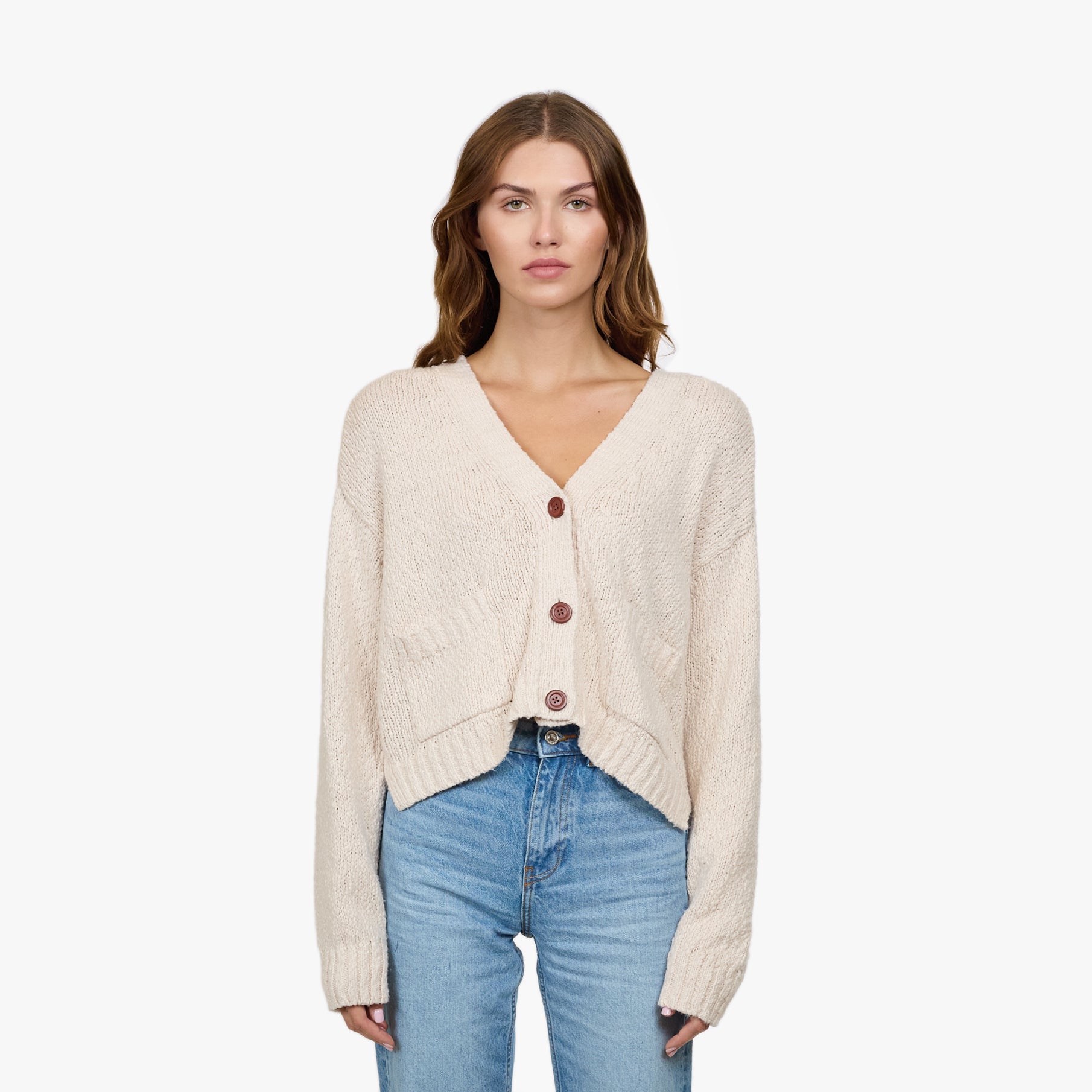 Cropped V-Neck Cardigan W/ Pockets | Autumn Cashmere