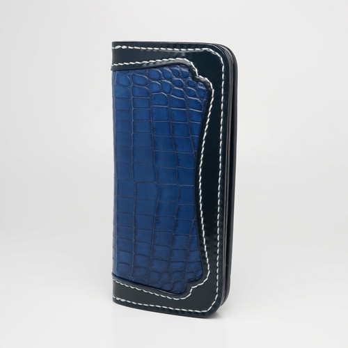 革製品・革財布のビーズ屋公ちゃん｜クロコダイル×コードバン本藍染め