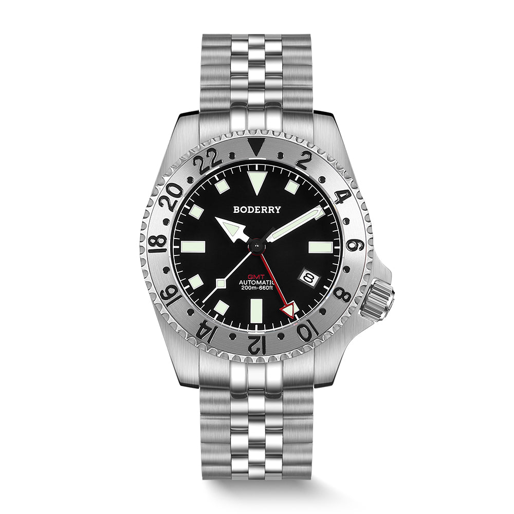 ADMIRAL GMT - 200M Waterproof Titanium Automatic Diver Watch | Black-T