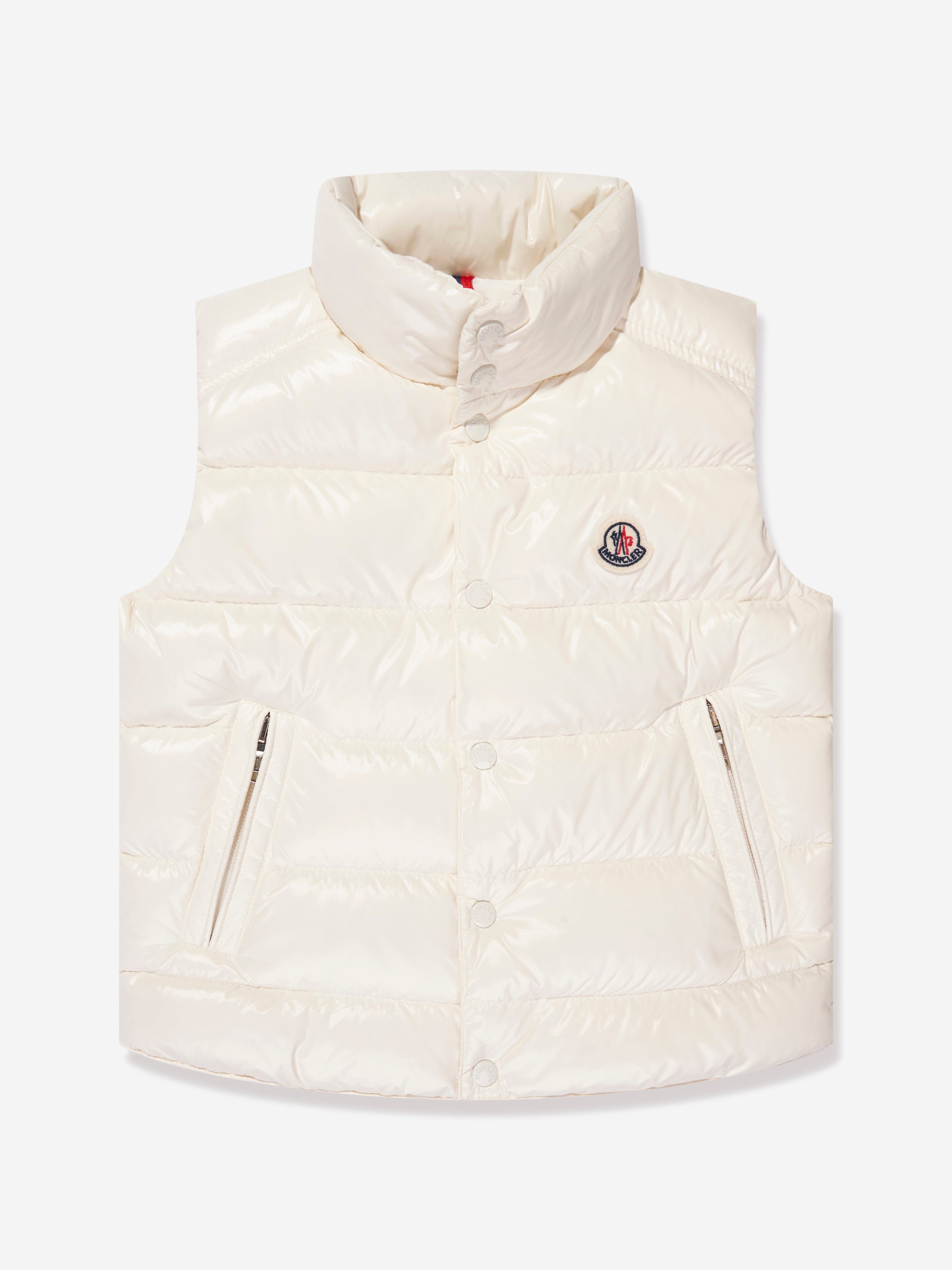 Moncler Enfant Boys Down Padded Tib Gilet in White | Childsplay
