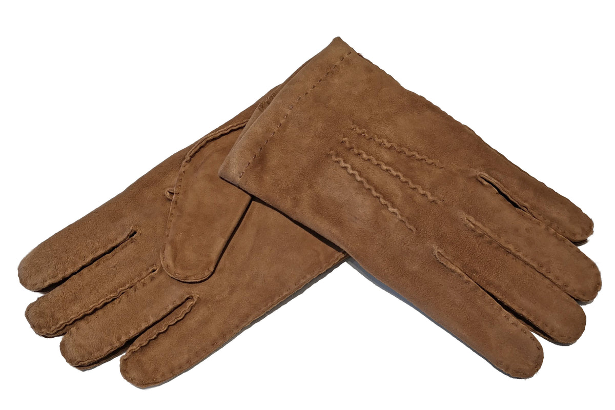 メローラ メンズ手袋◇スウェード◇ブラウン/TAN《アウトステッチ