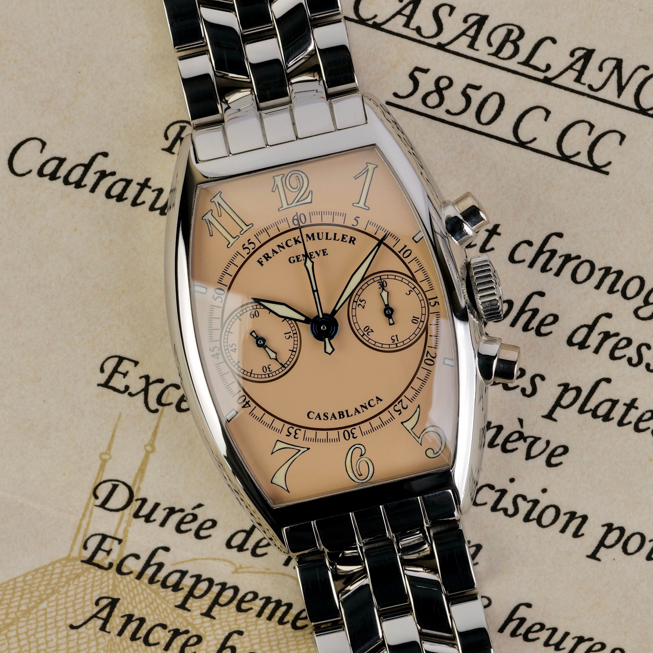 Franck Muller Casablanca Chronograph Salmon Dial Ref 5850 C-CC