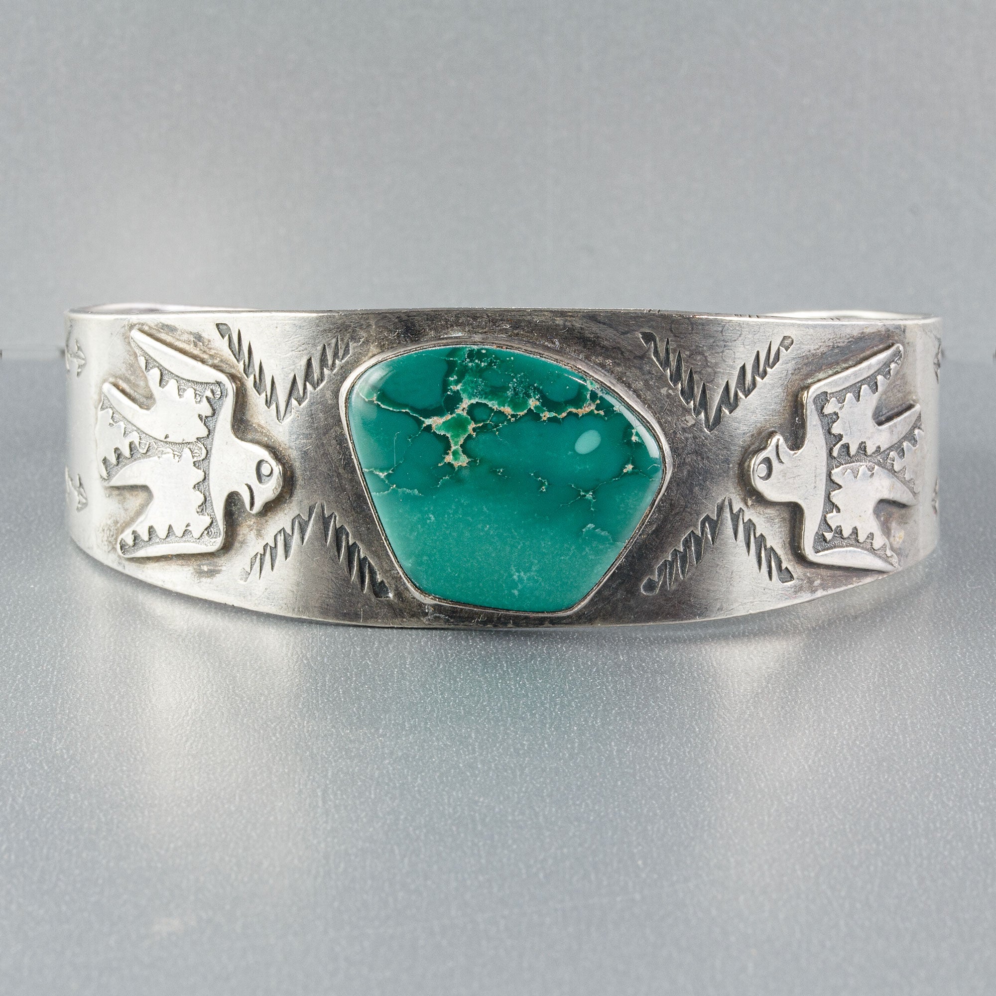 Vintage Navajo sterling silver and turquoise cuff bracelet c.1930s