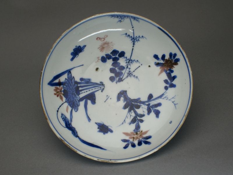 東中野 - 古染付 花蝶文 皿 | 古美術品専門サイト fufufufu.com