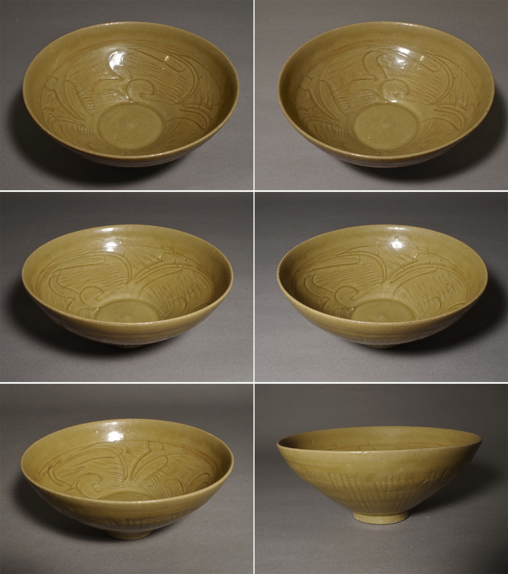 水芙蓉様　」青白釉 陰刻龍文 碗　内側暗文様　中国古陶磁　時代物 ColBase