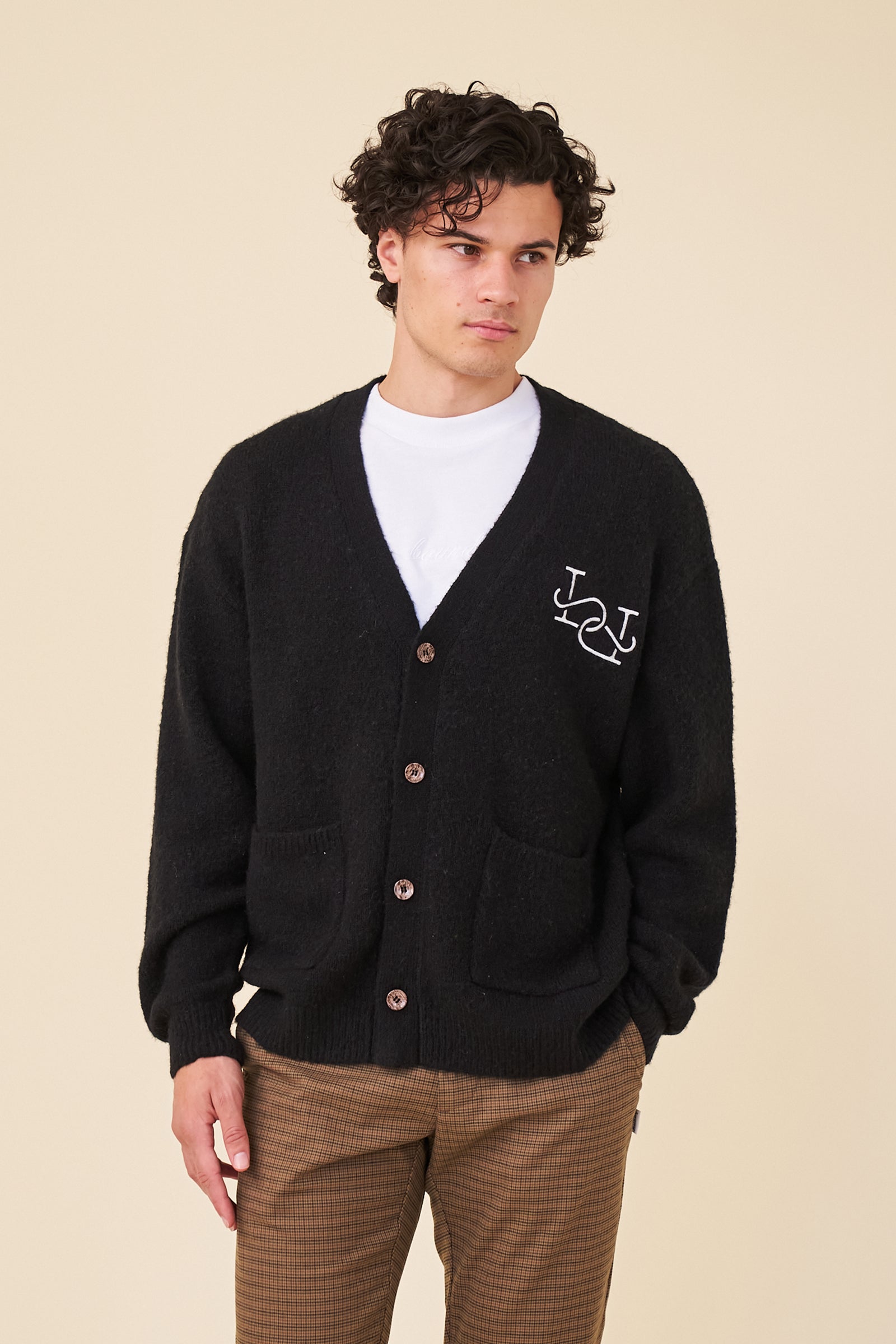 MOHAIR LINK CARDIGAN - BLACK – bound