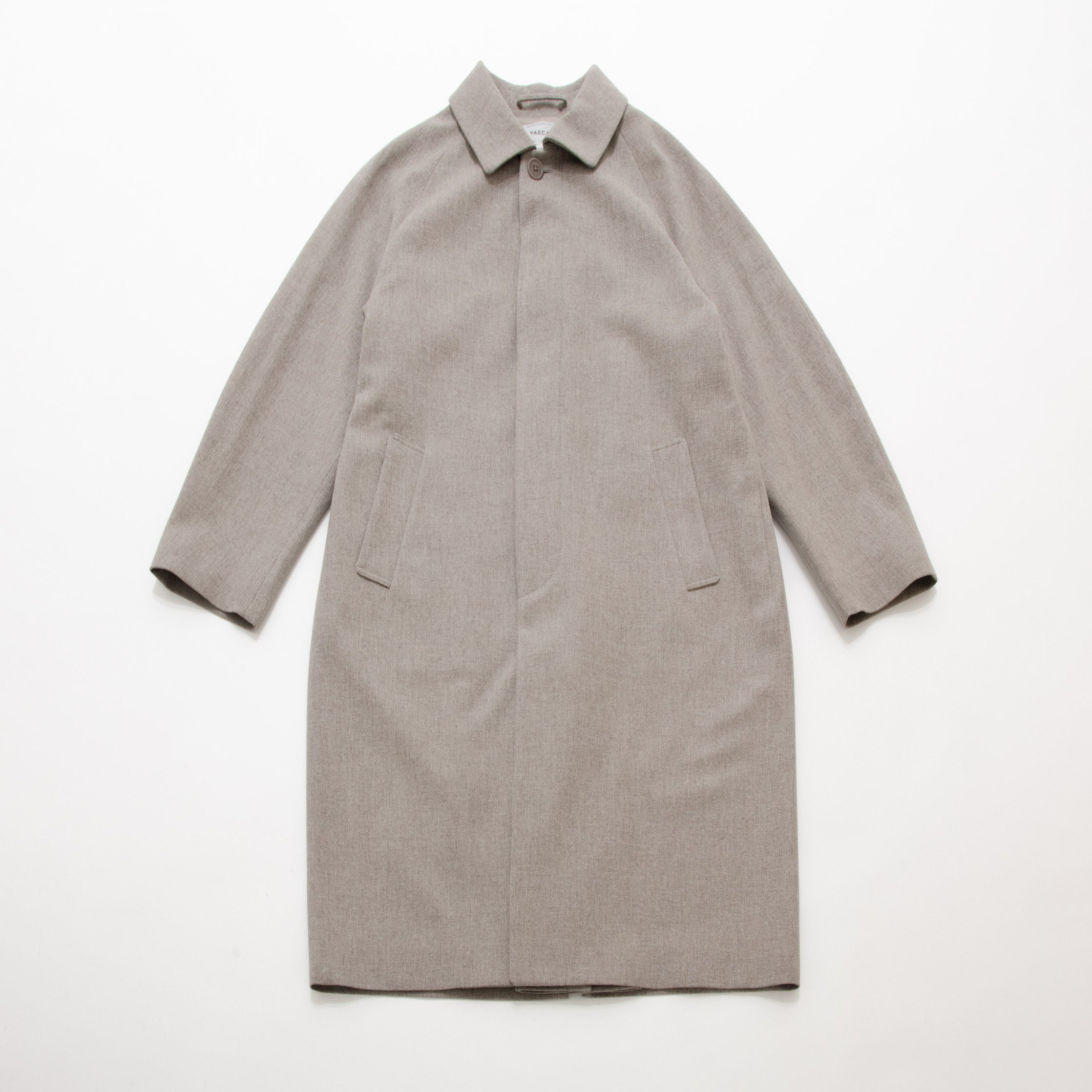 Natural Wool Gabardine Balmacaan Coat Long – YAECAYA