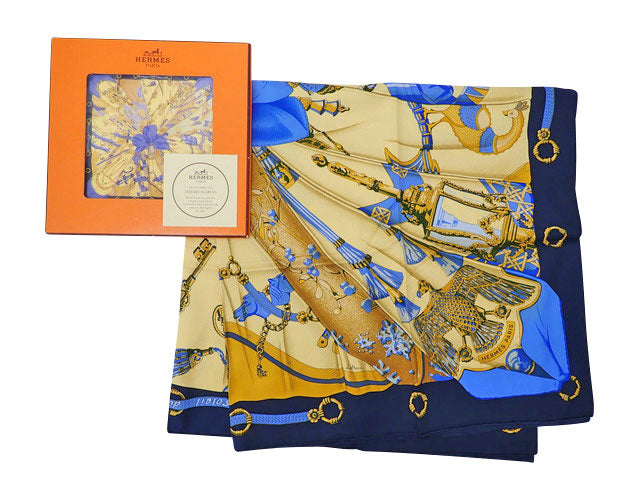 HERMES エルメス CARRE 90 カレ 90 soleil de soie シルクの太陽 Scarf