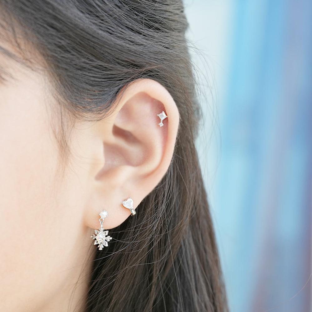 クリスタルAB ボディピアス 軟骨ピアス 片耳用 16G コレクション 韓国