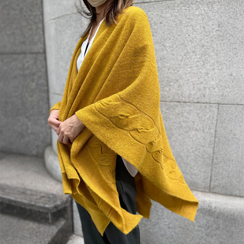 サイフク 五泉ニット tate 羽織るポンチョ なめらかアルパカ 大きな