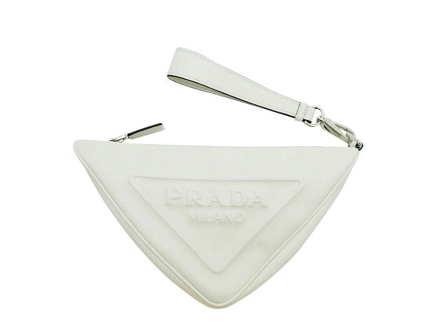 PRADA プラダ Triangle Leather トライアングル レザー Porch Clutch