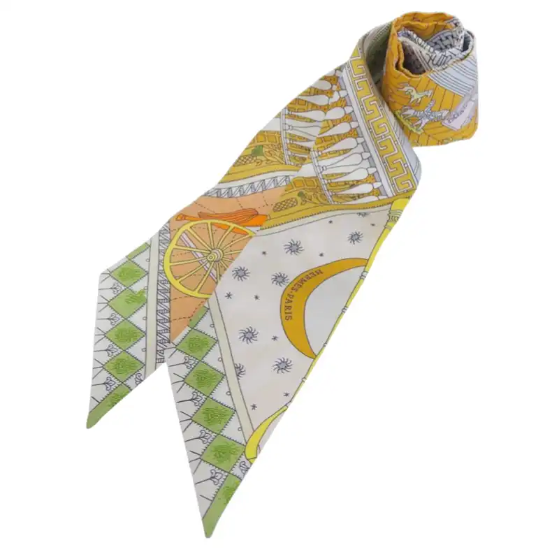 エルメス HERMES ツイリー スカーフ シルク オレンジ系マルチカラー