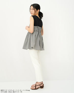 147_ichi_yon_nana】ギンガムキャミソールビスチェ｜小柄女性向け