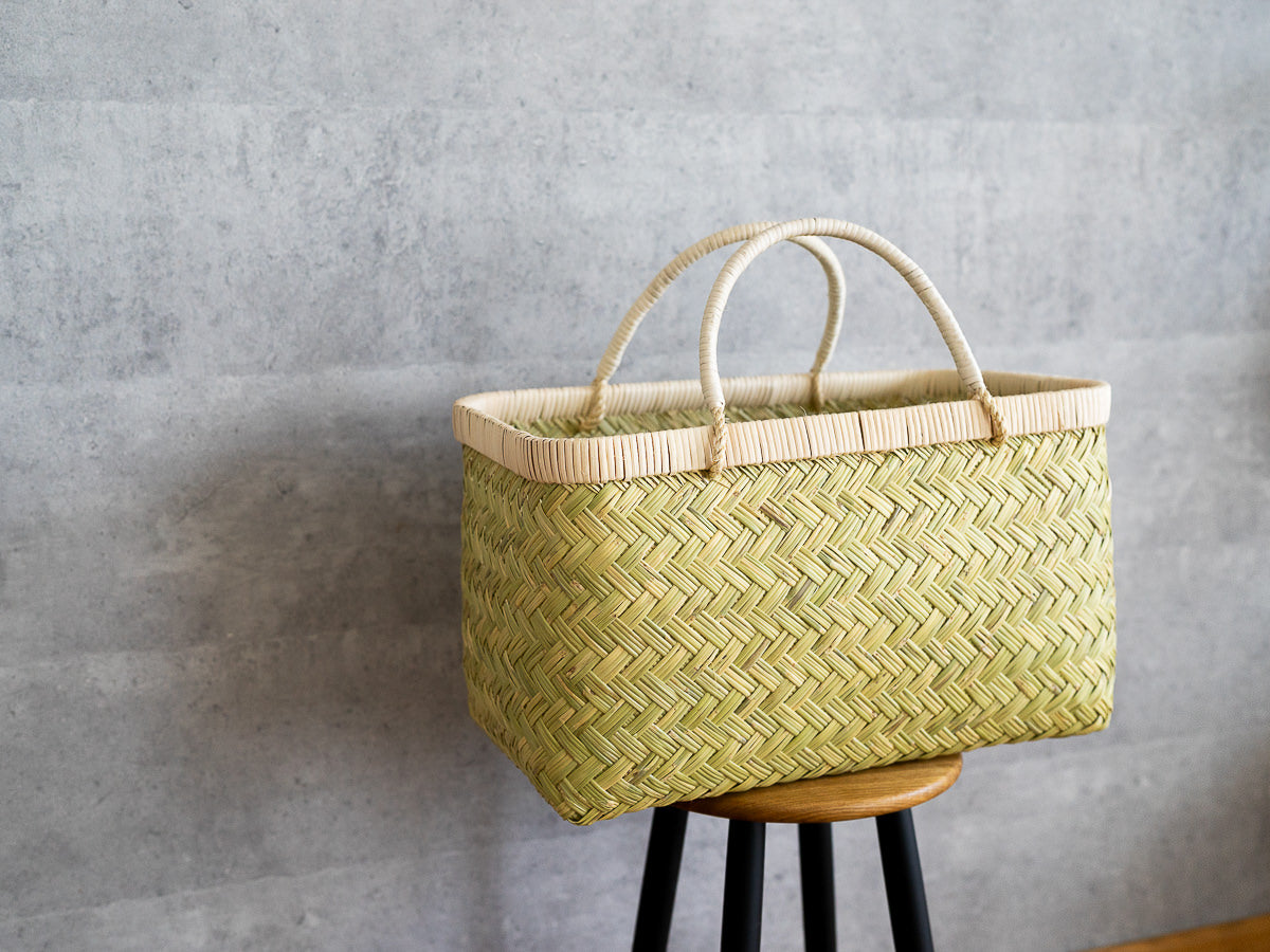 古道具 竹の市場かご 竹籠 篠竹 鈴竹 買い物かご ヴィンテージ 竹細工