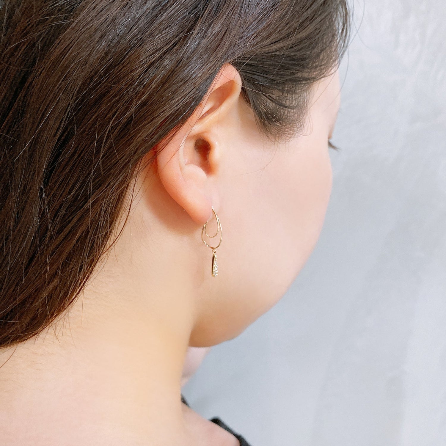 K10 or K18 雫型パヴェダイヤモンド ピアス｜GD3030