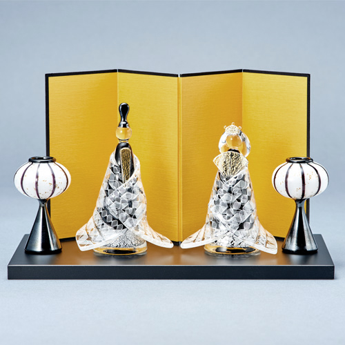 雛人形 Glass studio MIGAKI レース紋様 金彩飾り雛｜出産祝い・ベビー
