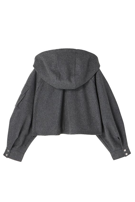 MECRE - メルトン フーディー ショート ブルゾン グレー | 3RD[i