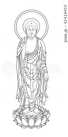 阿弥陀如来 線画のイラスト素材 [42419455] - PIXTA