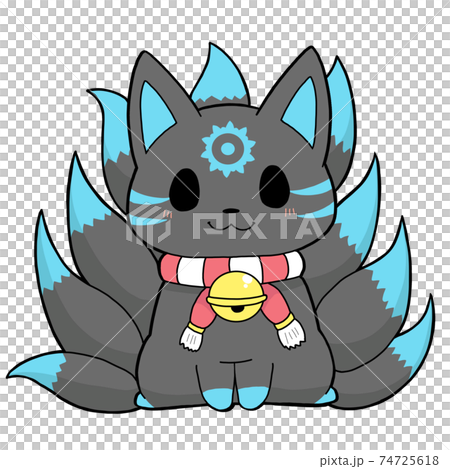 九尾の狐・蒼バージョンのイラスト素材 [74725618] - PIXTA