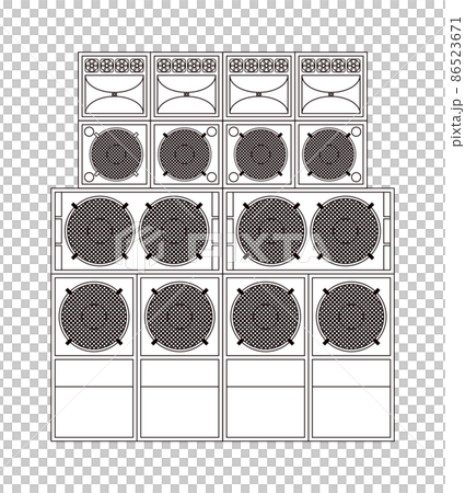 スピーカーが並んだレゲエサウンドシステムのイラスト素材 [86523671