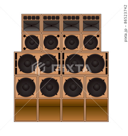 スピーカーが並んだレゲエサウンドシステムのイラスト素材 [86523742