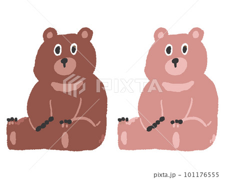 手描き風クマのイラスト(2色)のイラスト素材 [101176555] - PIXTA