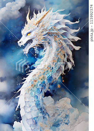 白龍 龍神 龍 宇宙龍 水神 海神 開運 スピリチュアル イラスト アート