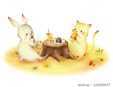 ✨うさねこ16✨ spirit forest 手描きイラスト ✨うさねこ16✨ spirit