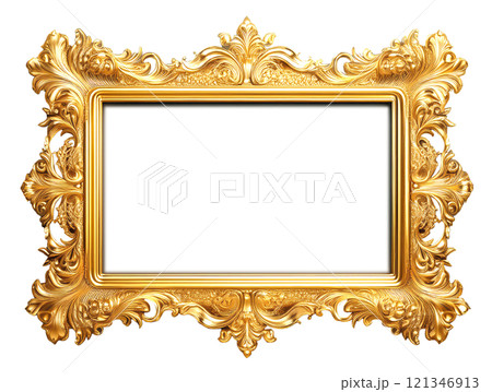 アンティークなゴールドの額縁 背景透明のイラスト素材 [121346913