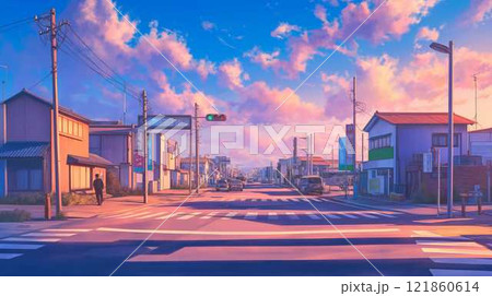 夕暮れの街並み｜ノスタルジックな雰囲気と美しい空色が広がる風景の